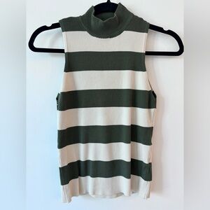 Milk and Honey Striped Sleeveless Turtleneck Top Green Size XL